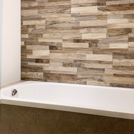Keramische wandtegel | 15x61 cm | Tilestone 3D Bois Taupe Keramische wandtegel, wandtegels, midden grijs, houtstrips, houtstructuur, houtlook, parkettegel